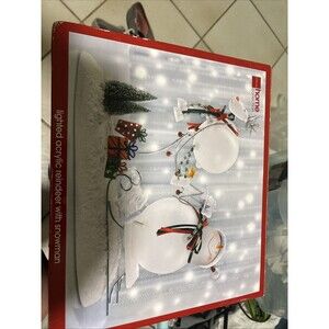 Home Collection Acrylic Lighted Snowman With Reindeer  JC PENNEY IN BOX